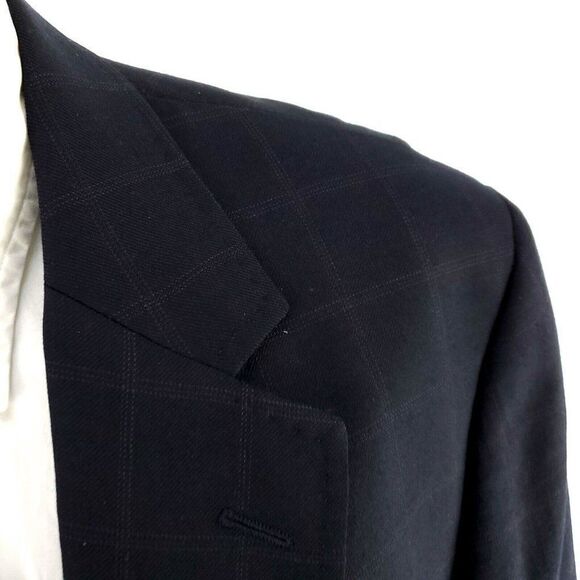 Dolce & Gabbana Virgin Wool 2 Button‎ Blazer 44R Blue W/ Brown Windowpane - Picture 2 of 10